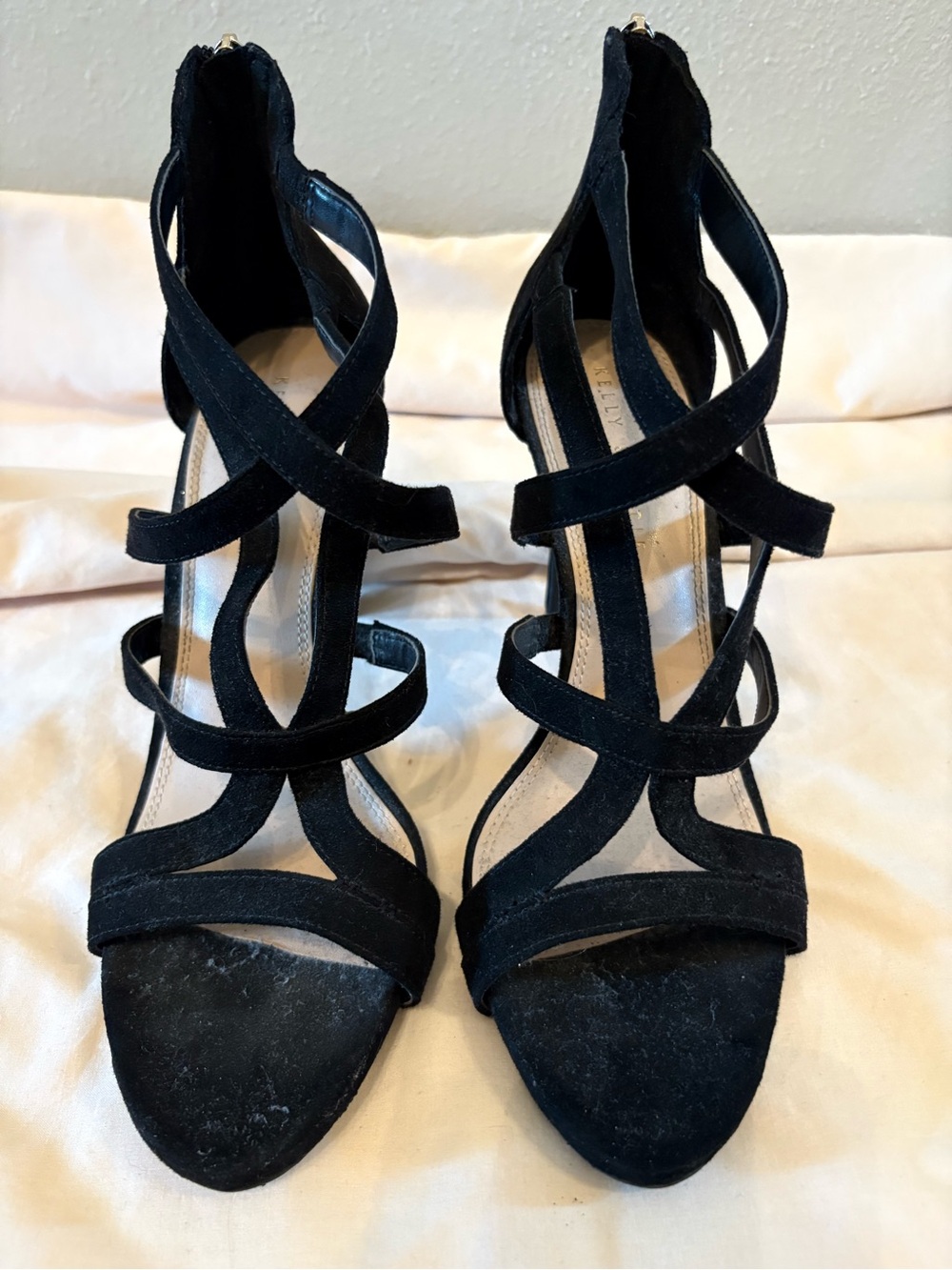 Kelly & Katie Black Crisscross Suede High Heels